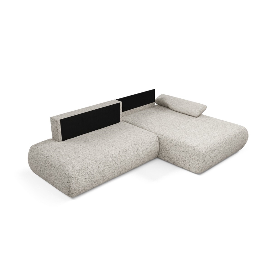 Hoekbank met slaapfunctie en opbergruimte in L-vorm PRATO rechts, beige