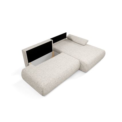 Hoekbank met slaapfunctie en opbergruimte in L-vorm PRATO rechts, beige