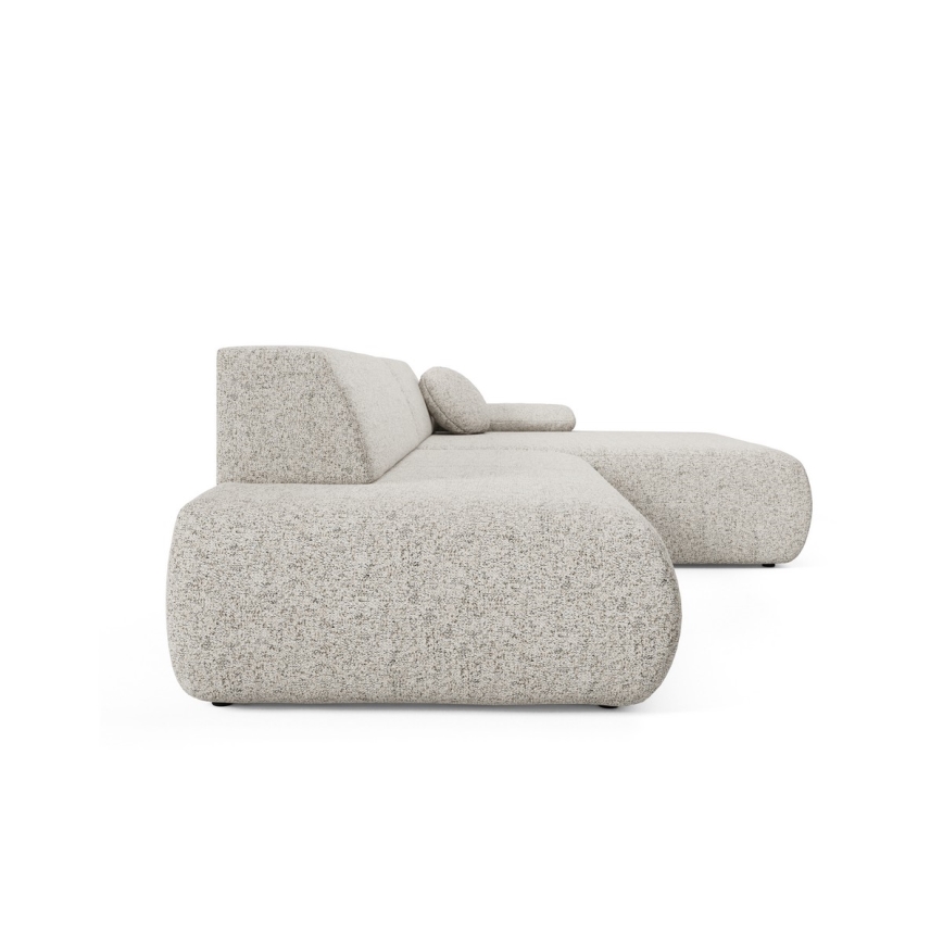 Hoekbank met slaapfunctie en opbergruimte in L-vorm PRATO rechts, beige
