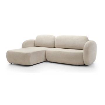 Hoekbank met slaapfunctie en opbergruimte in L-vorm OLBIA links beige