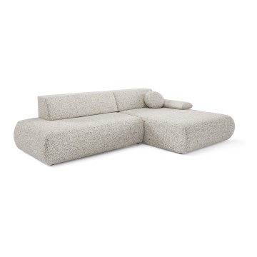 Hoekbank met slaapfunctie en opbergruimte in L-vorm PRATO rechts, beige