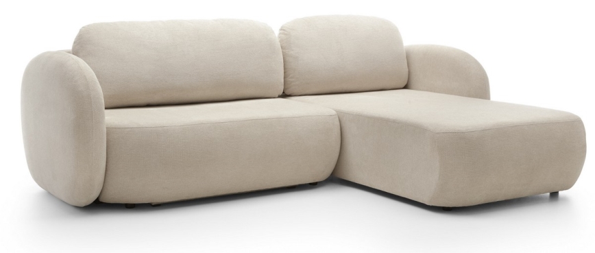 Hoekbank met slaapfunctie en opbergruimte OLBIA, rechts, beige