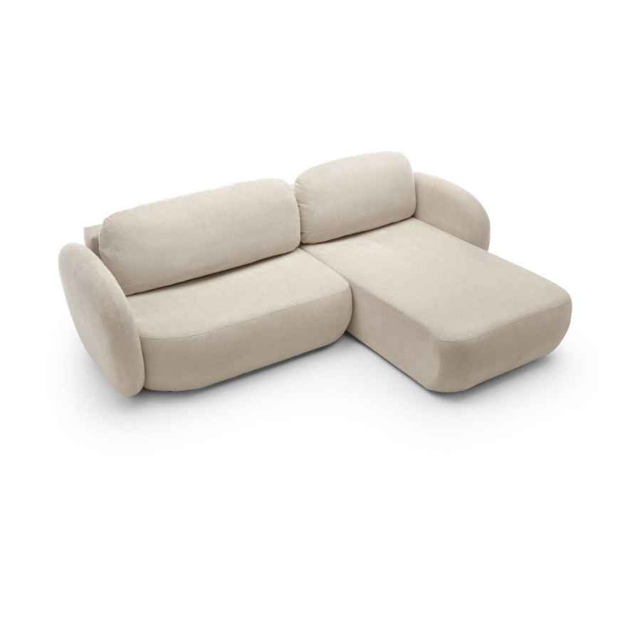 Hoekbank met slaapfunctie en opbergruimte OLBIA, rechts, beige