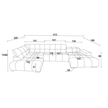 Hoekbank in U-vorm TROPEA links bruin