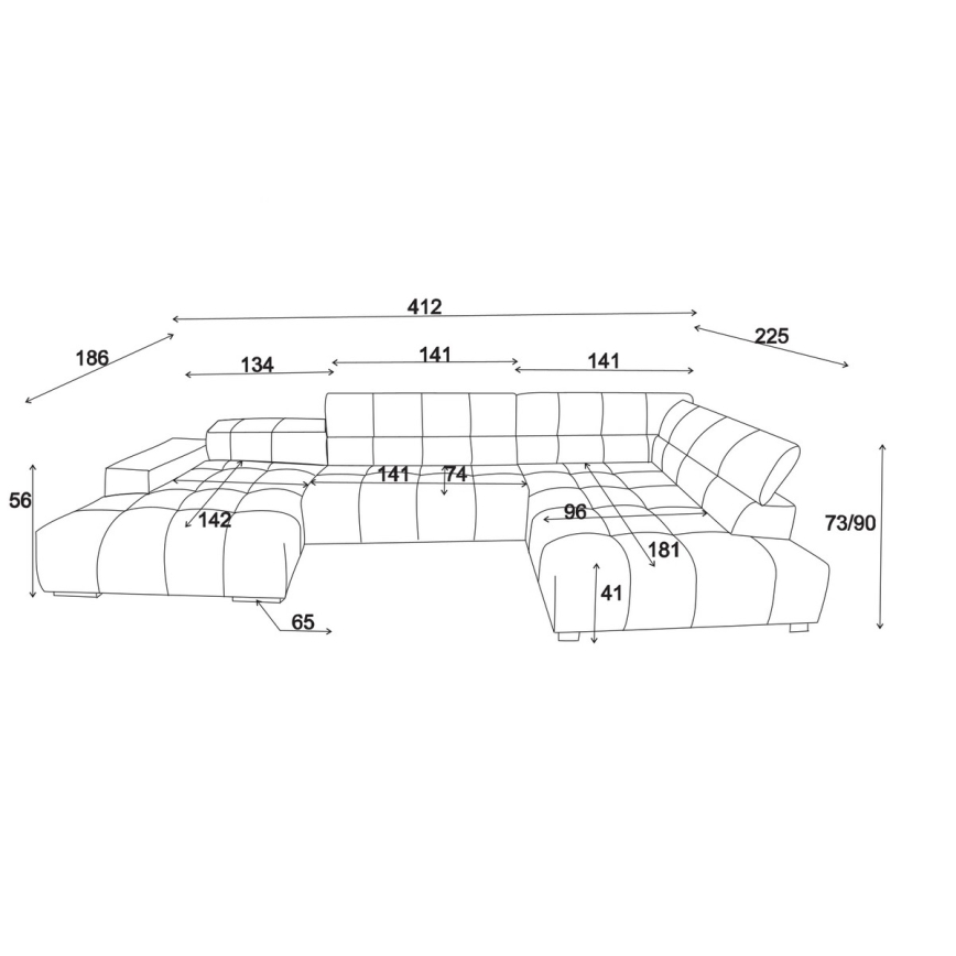 Hoekbank in U-vorm TROPEA rechts bruin