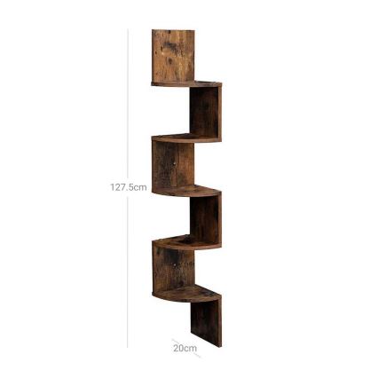 Hoekige wandplank SNAKE bruin