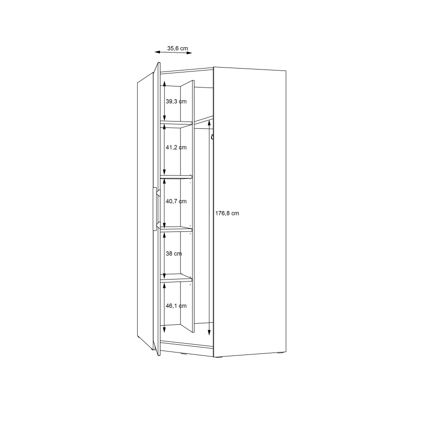 Hoekkast MARO 94x213 cm artisan eiken