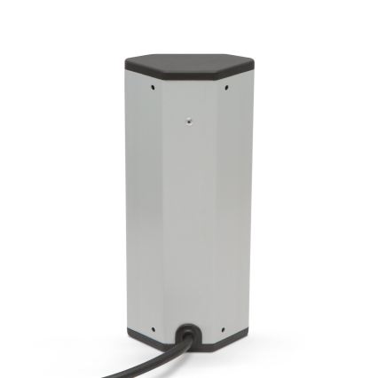 Hoekstopcontactzuil 3x230V + 2xUSB-A zwart/zilver