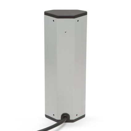 Hoekstopcontactzuil 4x230V + 2xUSB-A zwart/zilver