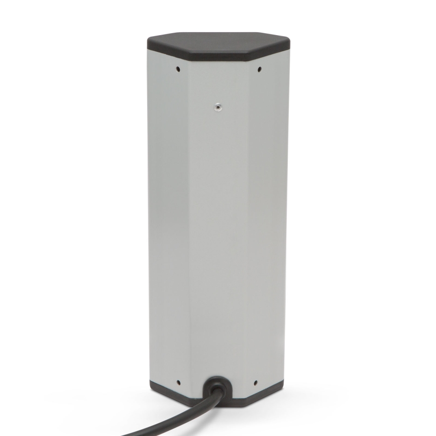 Hoekstopcontactzuil 4x230V + 2xUSB-A zwart/zilver