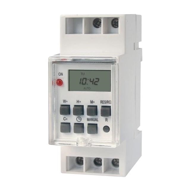 Horloge digitale à interrupteur pour rail DIN 3680W/230V