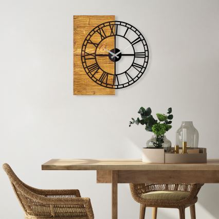 Horloge murale 55x58 cm 1xAA bois/métal