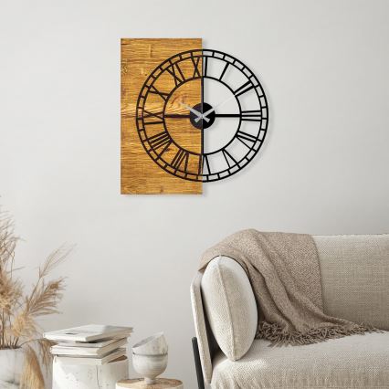 Horloge murale 55x58 cm 1xAA bois/métal