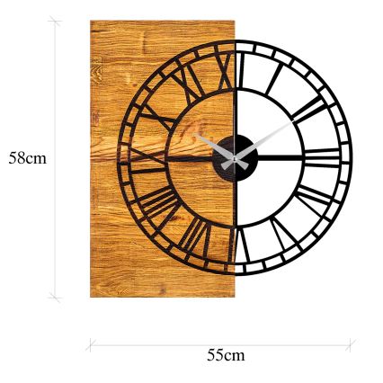 Horloge murale 55x58 cm 1xAA bois/métal