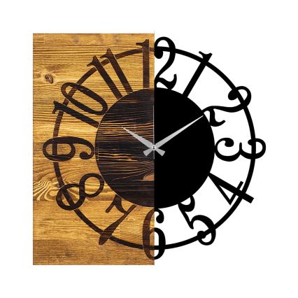 Horloge murale 58x58 cm 1xAA bois/métal