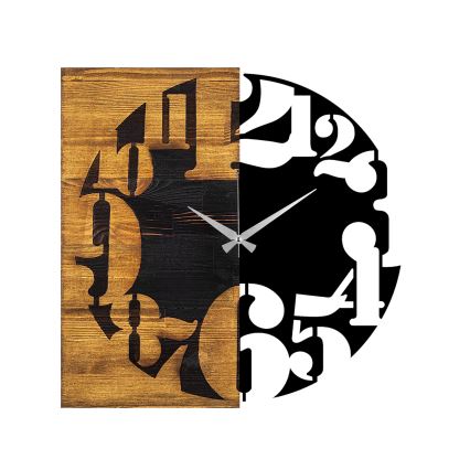 Horloge murale 58x58 cm 1xAA bois/métal