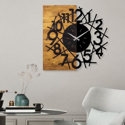 Horloge murale 59x58 cm 1xAA bois/métal