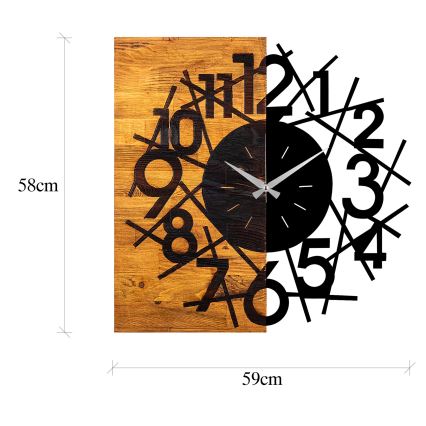 Horloge murale 59x58 cm 1xAA bois/métal