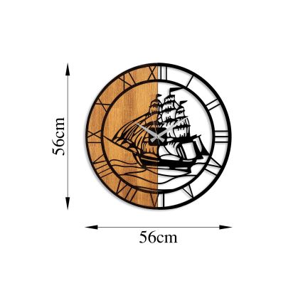 Horloge murale d. 56 cm 1xAA bois/métal