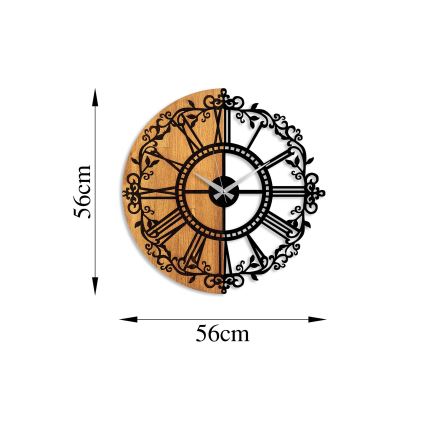 Horloge murale d. 56 cm 1xAA bois/métal