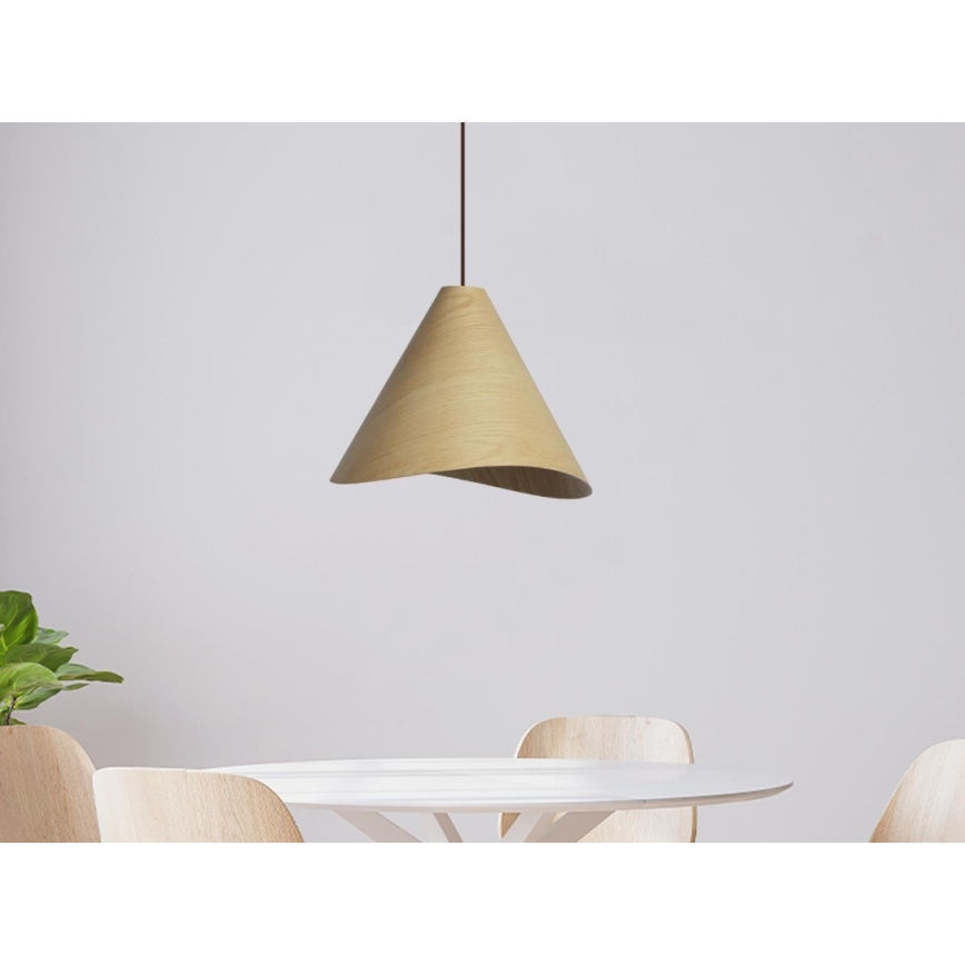 Houten hanglamp aan snoer 1xE27/60W/230V Ø 33 cm massief/eik/rubberhout