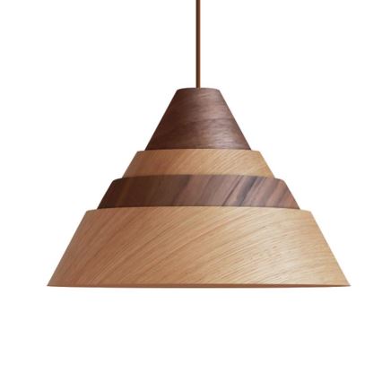 Houten hanglamp aan snoer – 1xE27/60W/230V, Ø 33 cm, massief eiken/walnoot/rubberhout