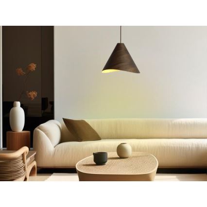 Houten hanglamp aan snoer 1xE27/60W/230V Ø 33 cm massief/walnoot/rubberhout