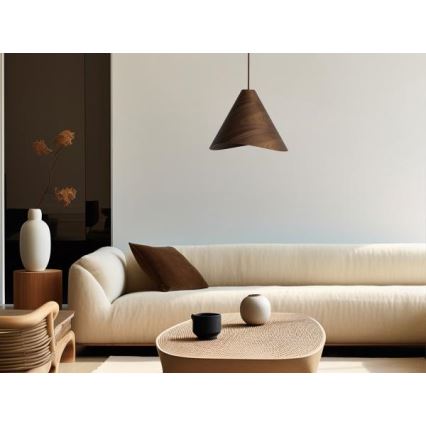 Houten hanglamp aan snoer 1xE27/60W/230V Ø 33 cm massief/walnoot/rubberhout