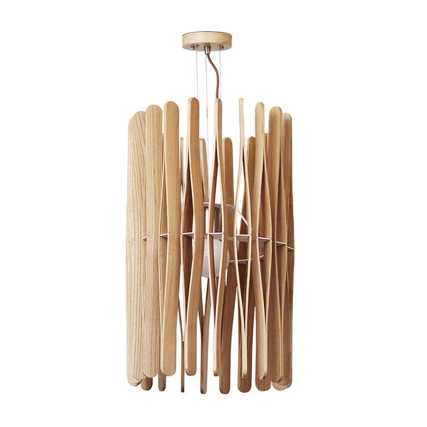Houten hanglamp aan snoer 1xE27/60W/230V Ø 38 cm massief/essen/rubberhout
