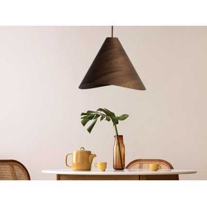Houten hanglamp aan snoer 1xE27/60W/230V Ø 45 cm massief/walnoot/rubberhout