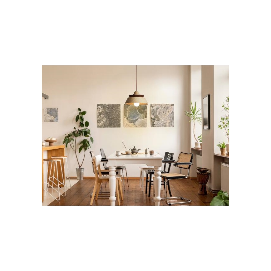 Houten hanglamp met kabel 1xE27/60W/230V Ø 33 cm massief/eiken/notenhout/rubberhout