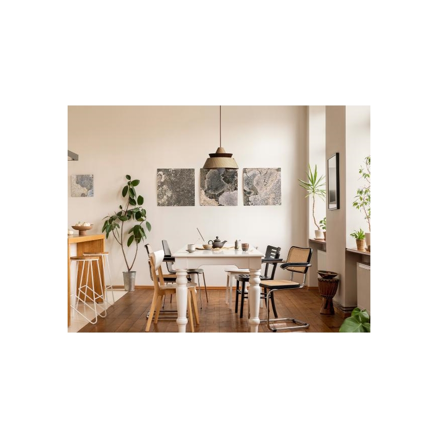 Houten hanglamp met kabel 1xE27/60W/230V Ø 33 cm massief/eiken/notenhout/rubberhout