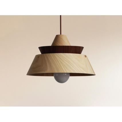 Houten hanglamp met kabel 1xE27/60W/230V Ø 33 cm massief/eiken/notenhout/rubberhout