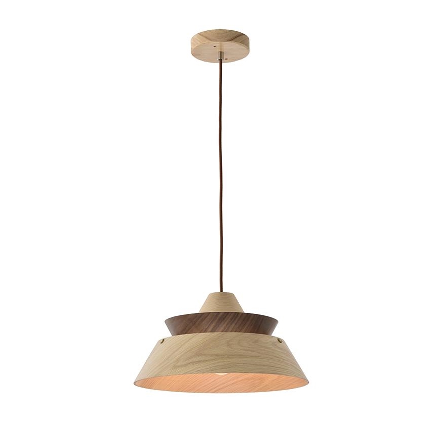 Houten hanglamp met kabel 1xE27/60W/230V Ø 33 cm massief/eiken/notenhout/rubberhout