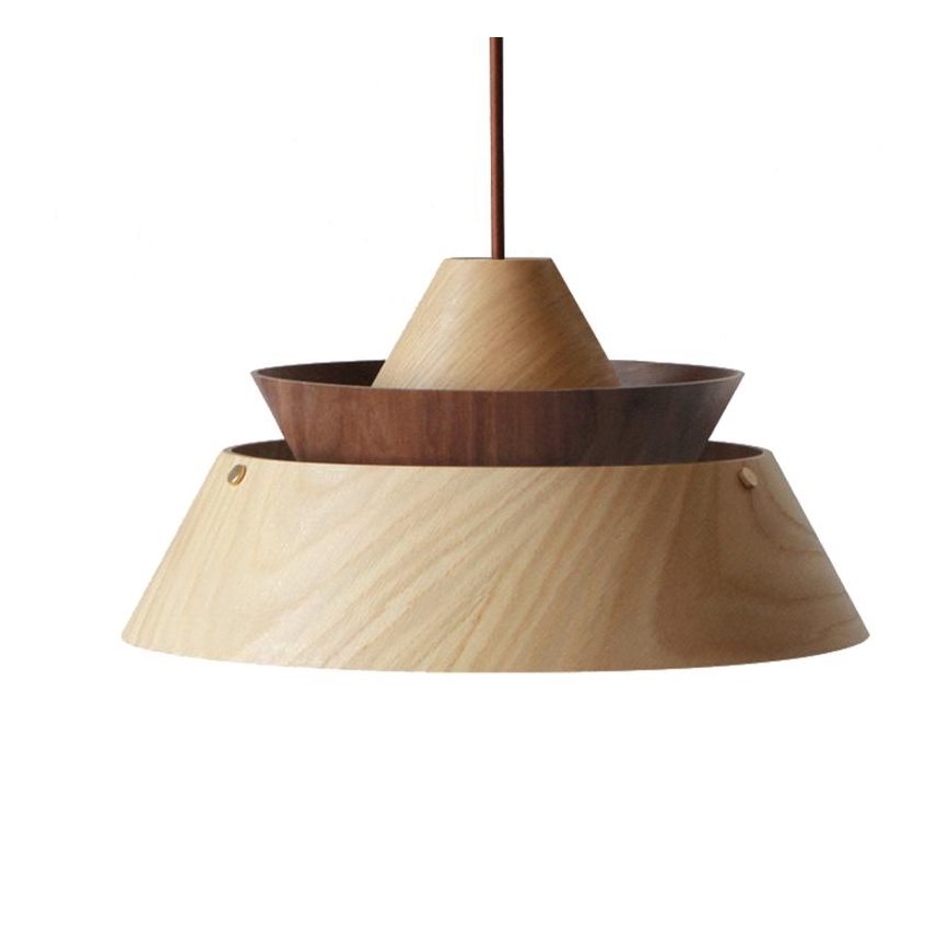 Houten hanglamp met kabel 1xE27/60W/230V Ø 33 cm massief/eiken/notenhout/rubberhout