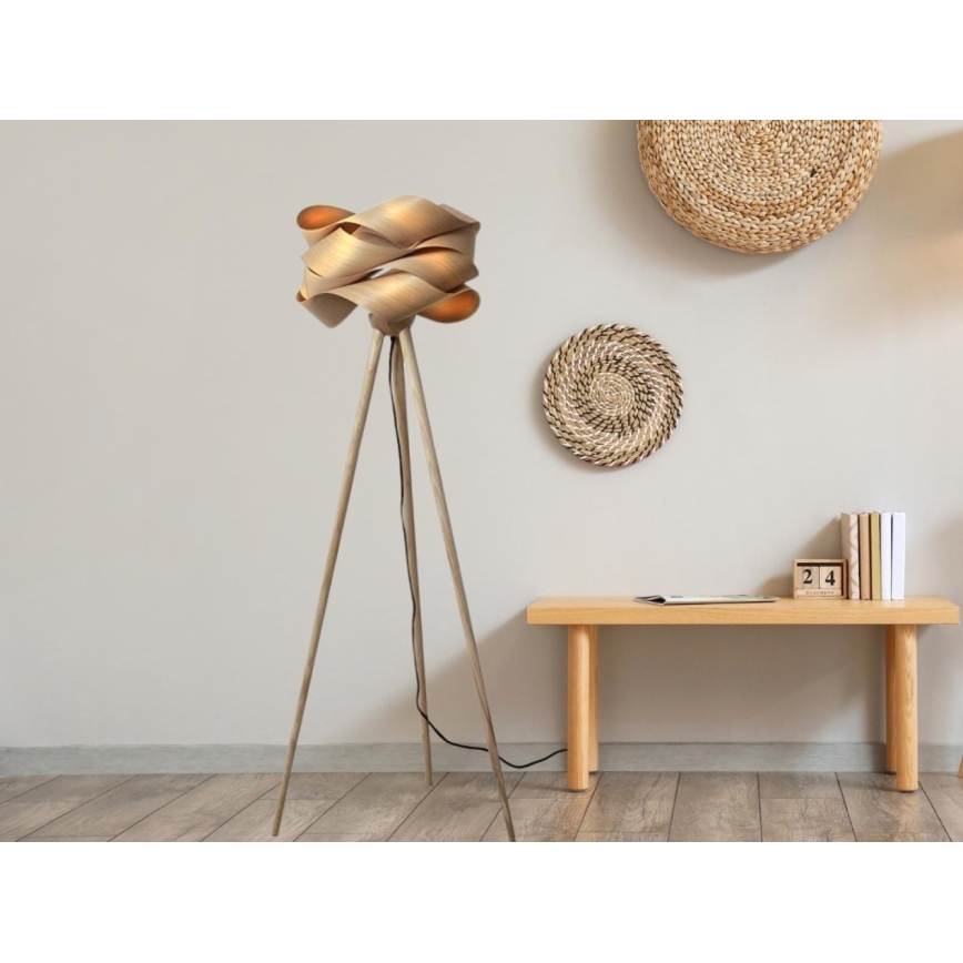 Houten vloerlamp 1xE27/60W/230V massief/fineer/essenhout