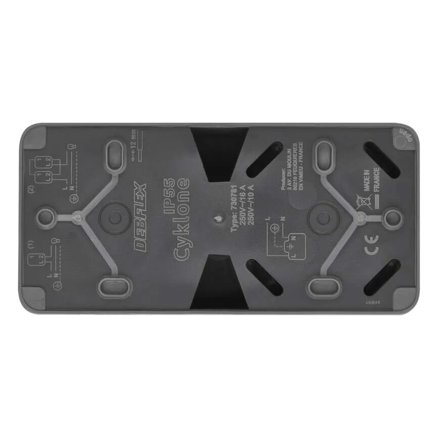 Huis schakelaar afwisselend met stopcontact 250V/16A IP55