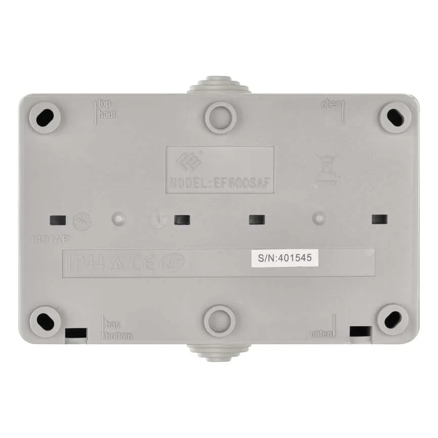 Huis schakelaar afwisselend nr. 6 met stopcontact 250V/16A IP44 grijs