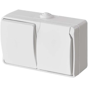 Huis schakelaar afwisselend nr. 6 met stopcontact 250V/16A IP44 wit
