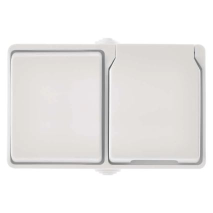 Huis schakelaar afwisselend nr. 6 met stopcontact 250V/16A IP44 wit
