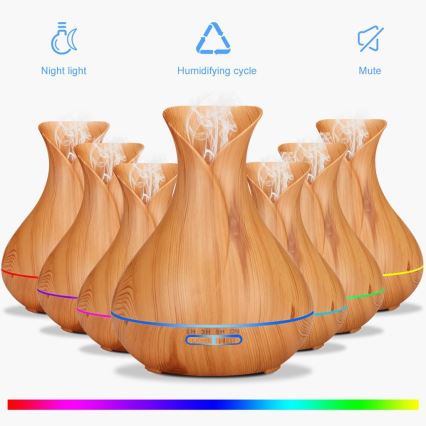 Humidificateur et ioniseur d'air LED RGB 400 ml