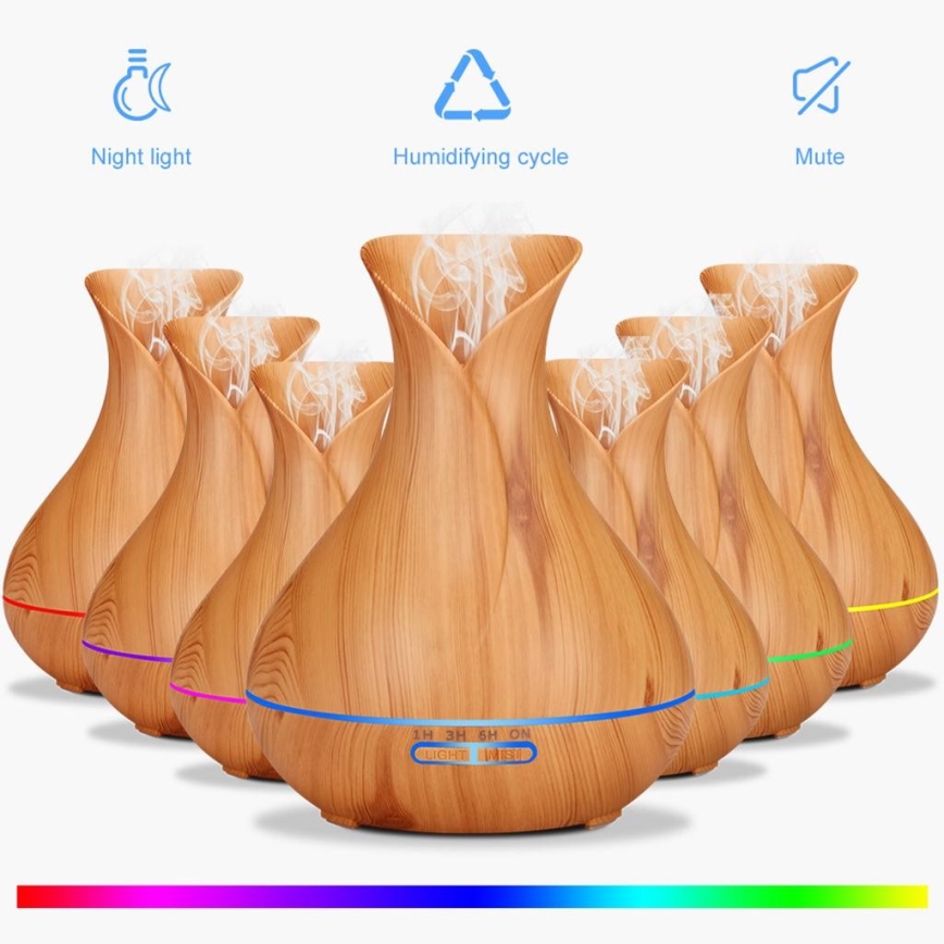 Humidificateur et ioniseur d'air LED RGB 400 ml