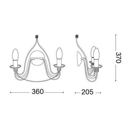 Ideal Lux - Applique murale CORTE, 2 x E14 (max. 40 W), 230 V, finition cuivre
