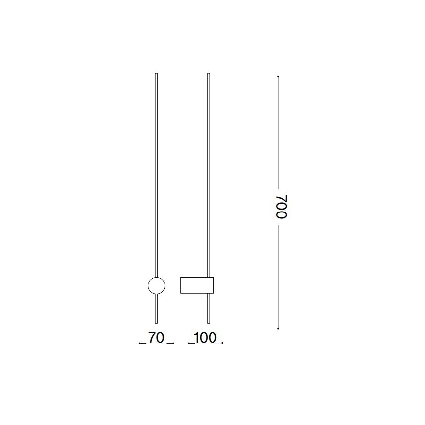 Ideal Lux - Applique murale ESSENCE LED/12W/230V 3000K 70 cm CRI 90 noir