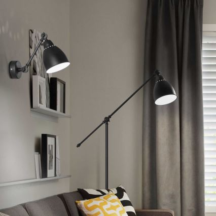 Ideal Lux - Applique murale NEWTON 1xE27/42W/230V noire