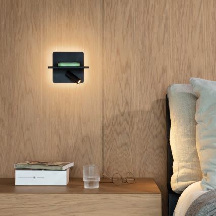 Ideal Lux - Applique murale spot LED PIANO LED/10W/230V CRI 90 USB noire