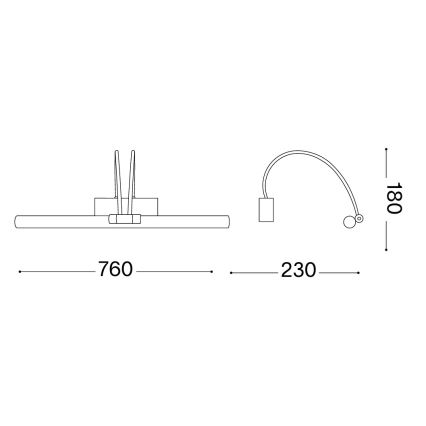 Ideal Lux - Applique pour tableau LED BOW LED/8W/230V 76 cm IRC 90 laiton