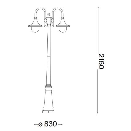 Ideal Lux - Buitenlamp CIMA 2xE27/52W/230V 216 cm IP43 patina