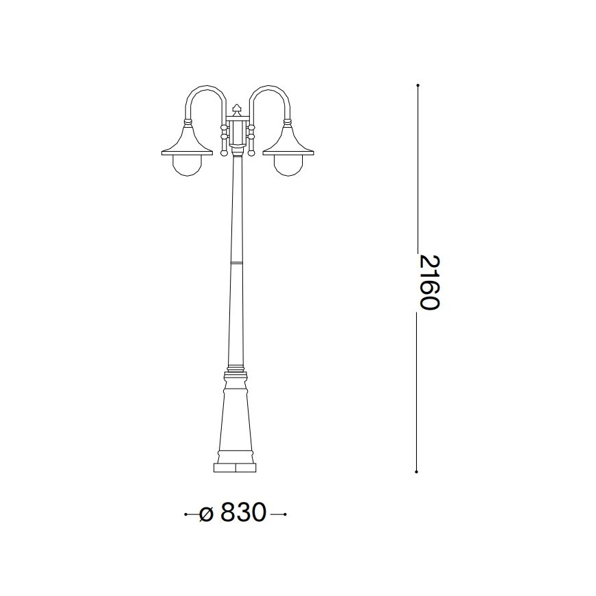 Ideal Lux - Buitenlamp CIMA 2xE27/52W/230V 216 cm IP43 patina