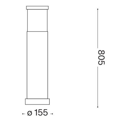 Ideal Lux - Buitenlamp TRONCO 1xE27/42W/230V 80 cm IP65 grijs